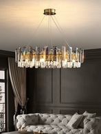 Люстра подвесная ANAR 60*26 золото, кристалл, металл, Е14.