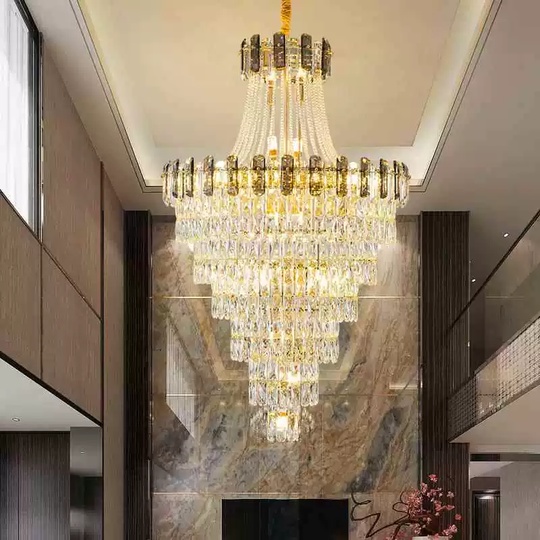 Люстра подвесная, золото, кристалл, LARK 180*300 металл, E14.