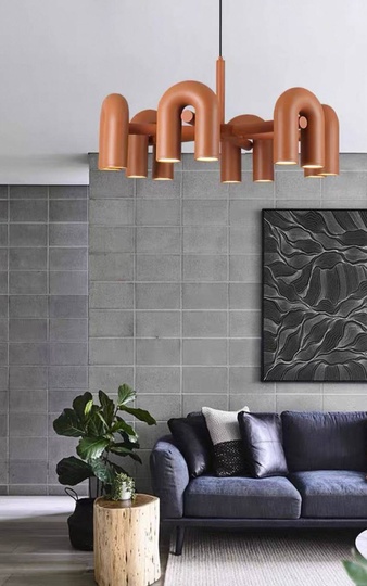 Светильник подвесной красный Elyquor, металл, трос 150 см, 100*38 см, LED