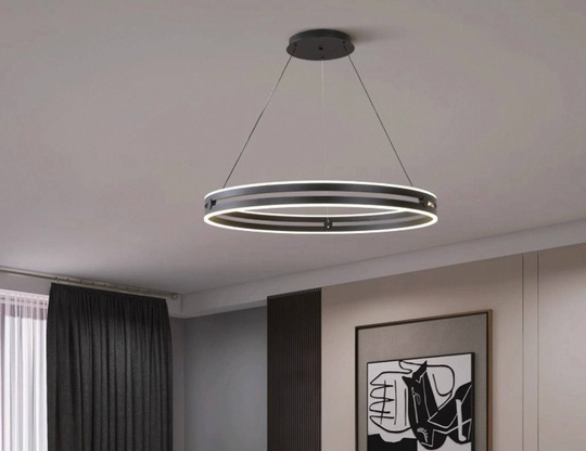 Светильник подвесной черный Elypz, металл, трос 120 см, 60*7.5 см, LED