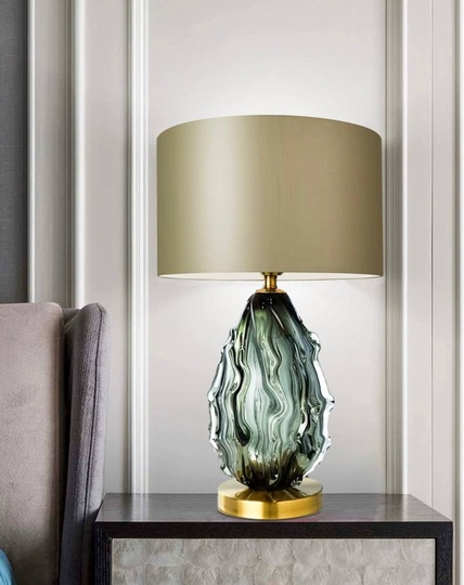 Настольная лампа COSINESS 38*65, глазурь, зеленый пепел, стекло