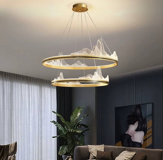 Люстра подвесная, медь, ПММА, ABBAS GOLD 40*60, металл, LED