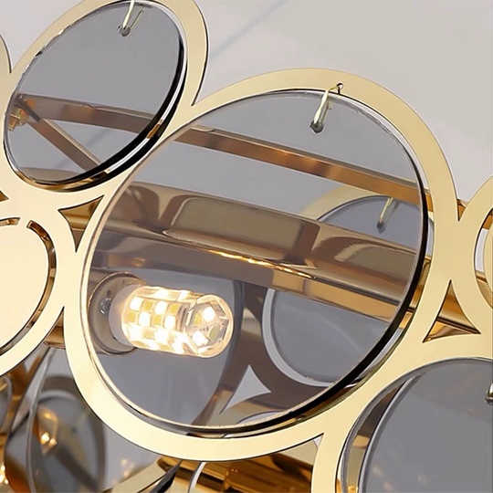 Люстра подвесная, золото, дымчатый, стекло, AUTUG 76*13, металл, G9.