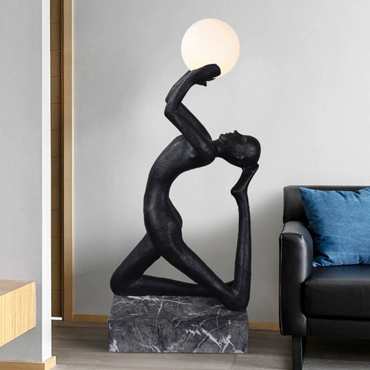 Торшер серо-черный Gimnast, 68*37*145 см, LED, Е27, смола и стекловолокно, 10 Вт