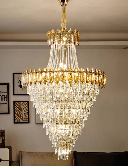 Люстра подвесная, золото, кристалл, WOLF 100*180 металл, E14.