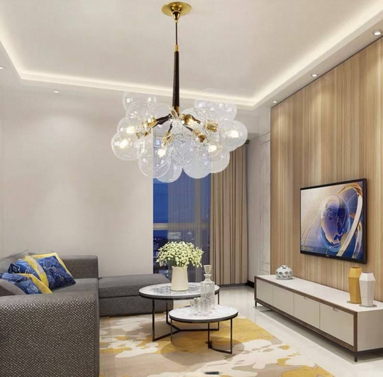 Люстра подвесная, черный, стекло, ABRAHAN 55*65, металл, Е27