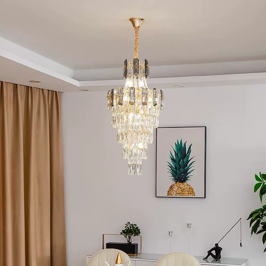 Люстра подвесная, золото, кристалл, LARK 40*80 металл, E14.