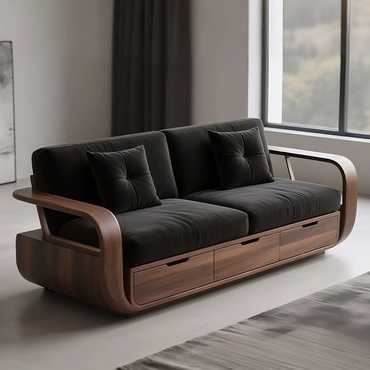 Прямой диван Kayla темный орех, ткань, 180*85*80 см