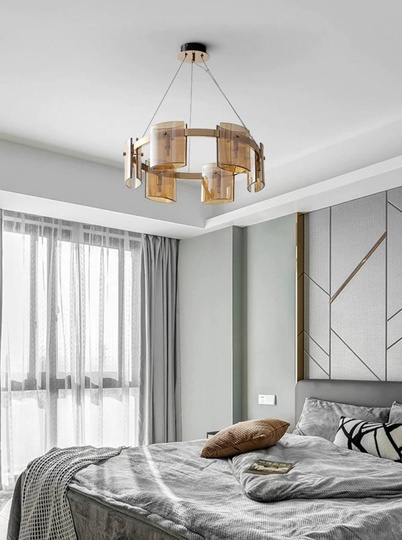 Люстра подвесная, медный, стекло, FOREVERSMILE 80*17, металл, G9.