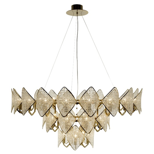 Люстра подвесная, золотой, бусины, ESTER 100*60*40, металл, G4.