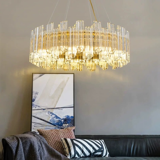 Люстра подвесная ERDEN 100*25 золото, стекло, металл, Е14.