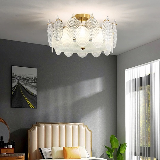 Люстра подвесная, медный, стекло, TUCKER 50*18 металл, E14.