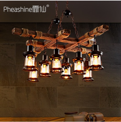 Дизайнерский светильник e14 дерево, стекло, led, 68*37 см