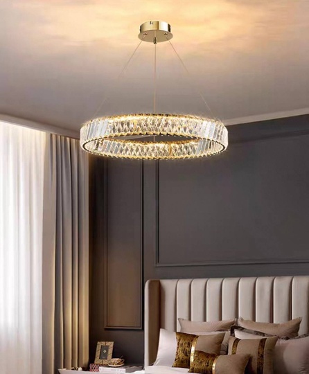 Люстра подвесная, медь, хрусталь, MASON 90*8 металл, LED