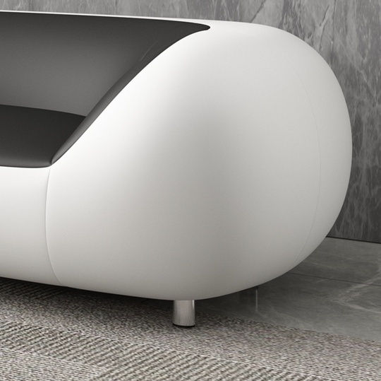 Диван белый с черным Reposo, нераскладной, 210х102х66 см