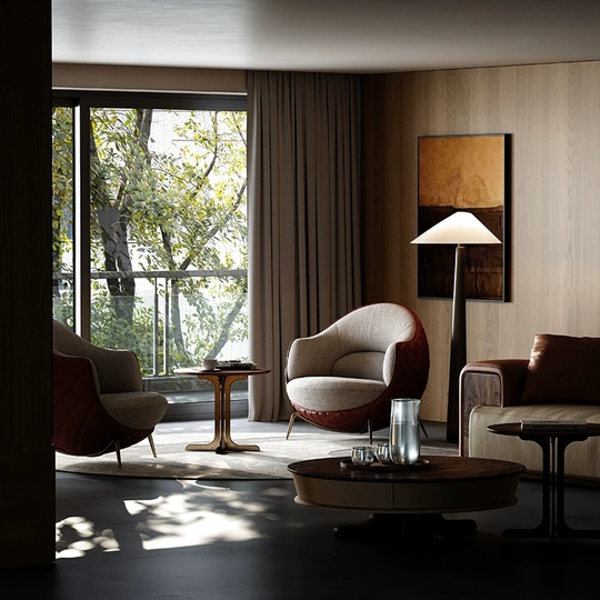 Стильное кресло Fisae вишнево-серое, 91*93*86 см, не раскладное, итальянский стиль