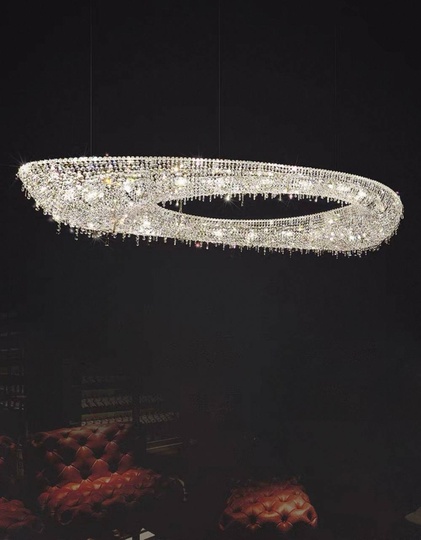 Люстра подвесная, серебро, хрусталь, ZOE 220*87*28 металл, G9.