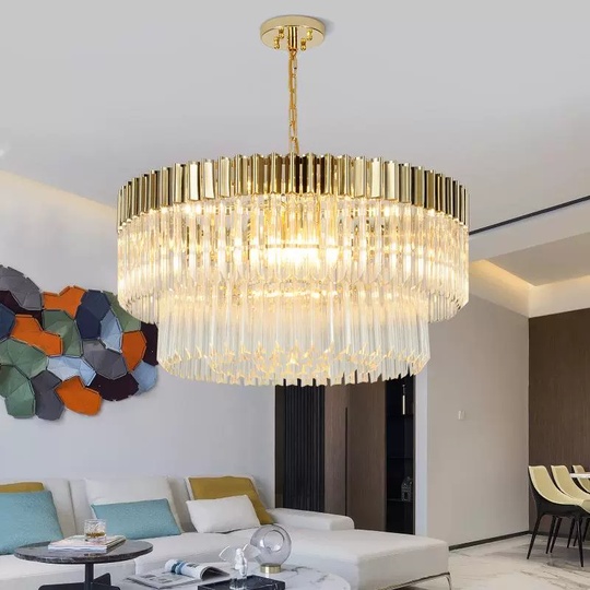 Люстра подвесная, золотой, стекло, AYLA 60*40, металл, E14.