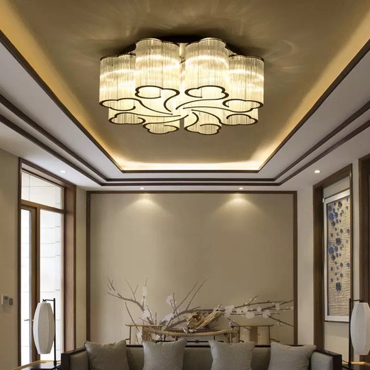 Люстра подвесная, хром, ПММА, KASIA 60*24, металл, E14.