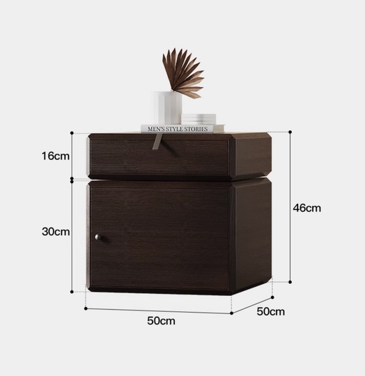 Тумбочка прикроватная с крутящимся ящиком, дымчатый цвет, 2 ящ., 50х50х46 см.