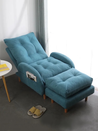 Кресло-кровать темно-синий цвет с банкеткой, 73х85х105 см