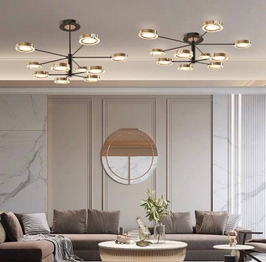 Люстра черная, золото Elixor, металл, 110*65 см, светодиодная, LED