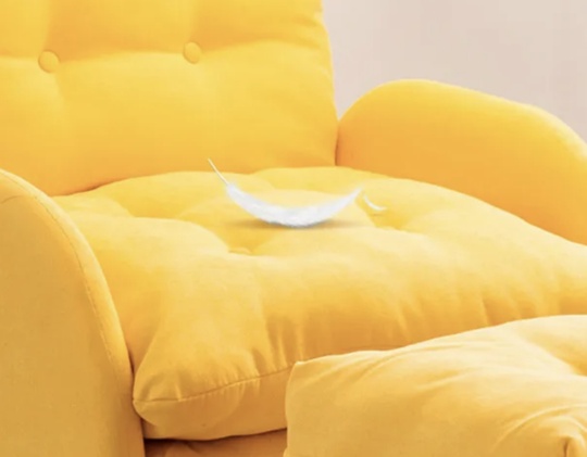 Кресло-Кровать желтое с пуфиком для ног, 73х85х105 см