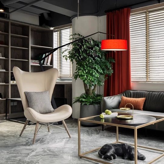 Торшер, черный, красный, Lumens 186*186, светодиодный, E27, металл, ткань