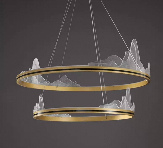 Люстра подвесная, медь, ПММА, ABBAS GOLD 40*60, металл, LED