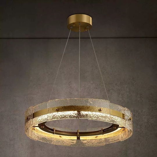 Светильник подвесной бронзовый Aelvaric, металл, стекло, трос 150 см, 50*13 см, LED