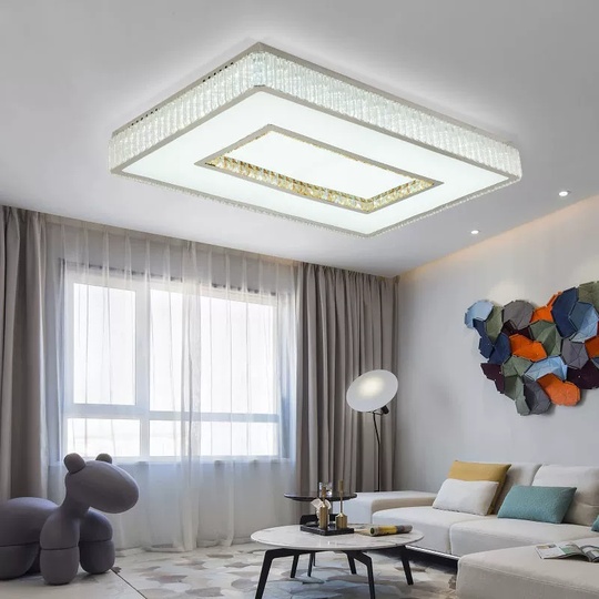 Потолочный светильник, хром, кристалл, HELGA 110*80 металл, LED.