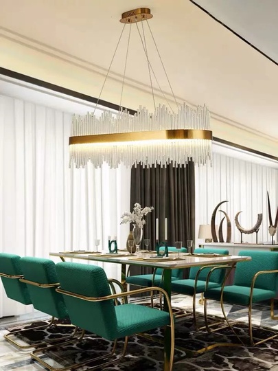 Люстра подвесная, медная, стекло, DILEK 100*26, металл, LED.