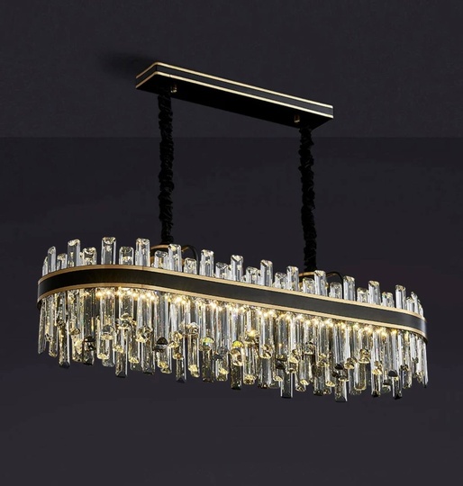 Люстра подвесная BIRGUN 120*23 золото, черный, кристалл, металл, E14.