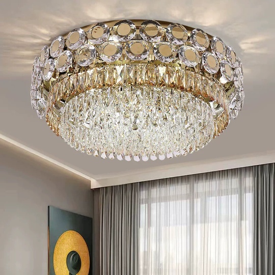 Потолочный светильник, медь, хрусталь, EMMA 60*28 металл, Е14.