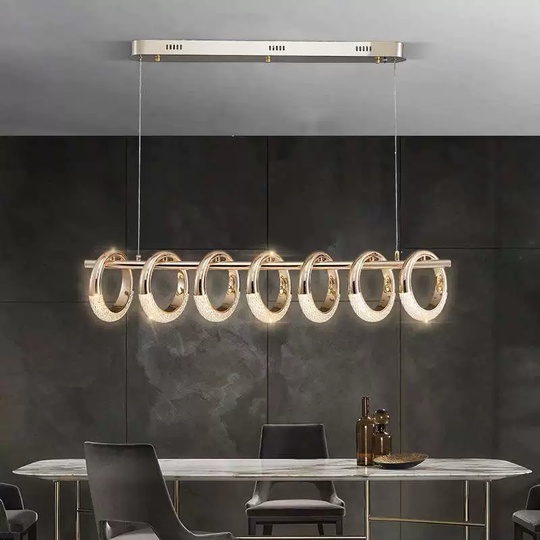 Светильник подвесной золотой Elenthos, металл, трос 100 см, 80*21 см, LED