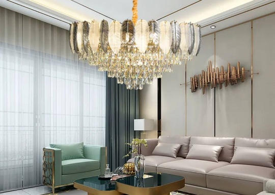 Люстра подвесная AKKUTLU 50*35 белый пепел, стекло, металл, Е14.