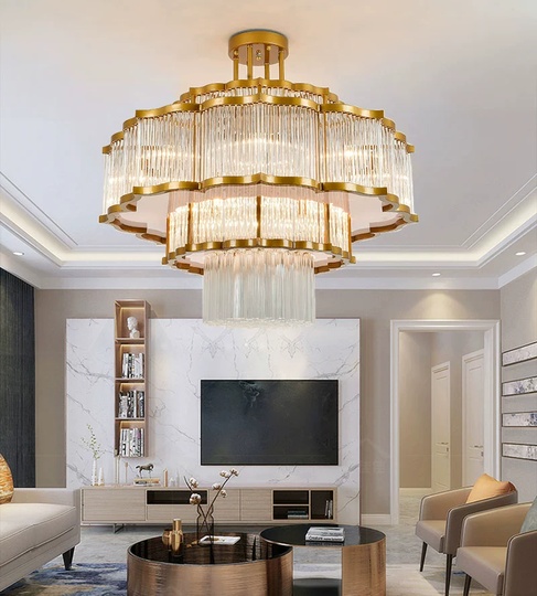 Люстра подвесная, золотой, стекло, AYDA 60*60, металл, E14.