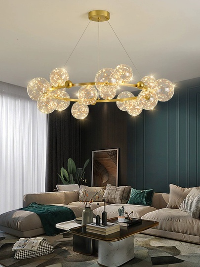 Люстра подвесная, золото, стекло, CHAT GOLD 80*32, металл, LED