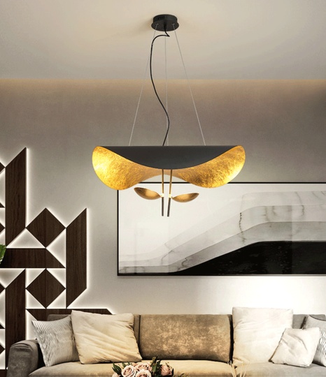 Дизайнерский светильник черный с золотом Aronos , 80*80*80 см, led, металл, современный, черный с золотом