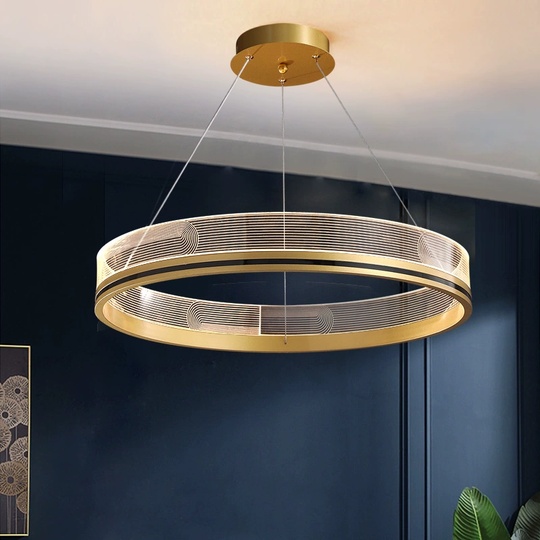 Люстра подвесная, золото, ПММА, MYLES GOLD 60*7, металл, LED