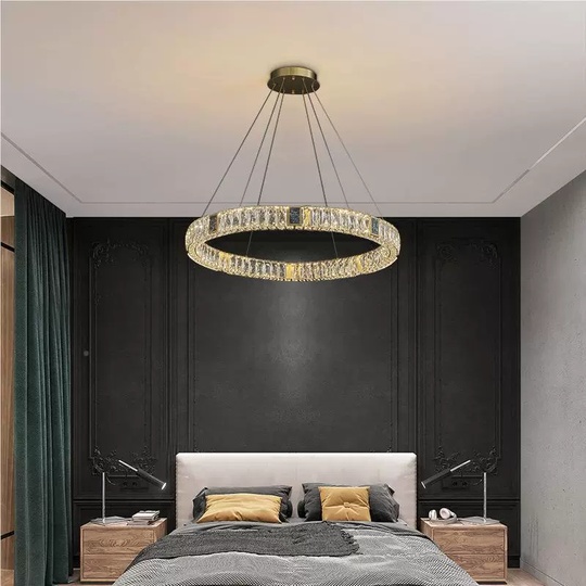 Люстра подвесная CEREN 80*150 золотой, хрусталь, металл, LED.