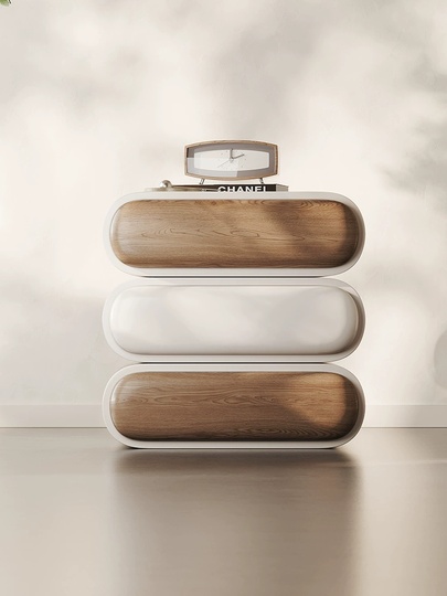 Тумбочка прикроватная, крутящаяся, кремовый цвет, 3 ящ., 49х50х42 см.