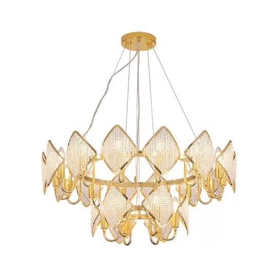 Люстра подвесная, золотой, бусины, ESTER 60*40, металл, G4.