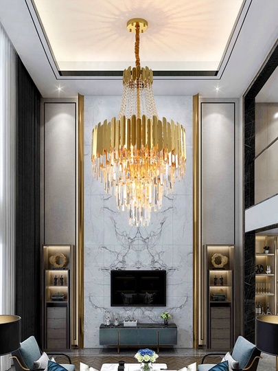 Люстра подвесная, золото, кристалл, BISCUIT 80*120 металл, E14.