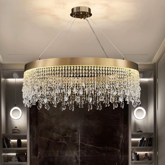 Люстра подвесная FATMA 40*30 бронза, хрусталь, металл, LED.