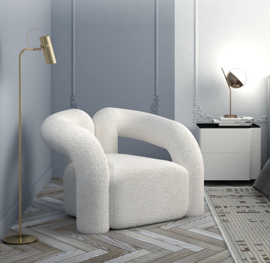 Кресло белое мягкое EDDY 83х80х73