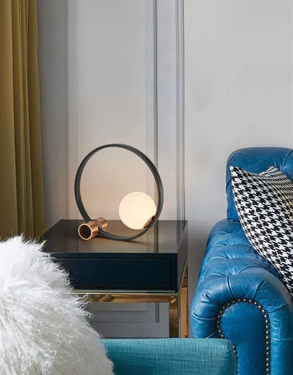 Настольная лампа CIRCLE 40*40, античная бронза, черный.