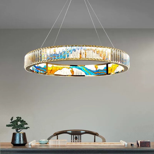 Люстра подвесная, золото, ПММА, RALPH 120*10 металл, LED.