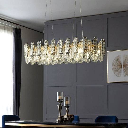 Люстра подвесная AKCA 100*22 дымчатый, стекло, металл, Е14.