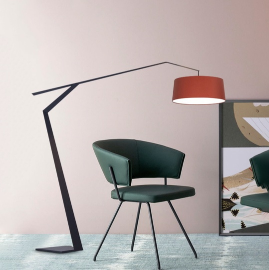 Напольный светильник черный с красным плафоном Lumens, E27, 15 Вт